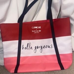 Kate Spade Clinique Red and Pink Striped Tote NWT